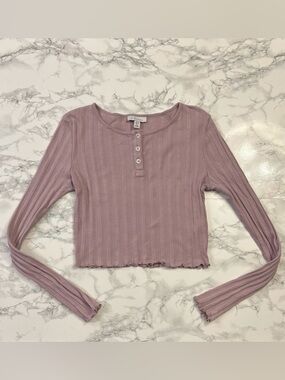 Topshop Ribbed Long-Sleeve Crop Top